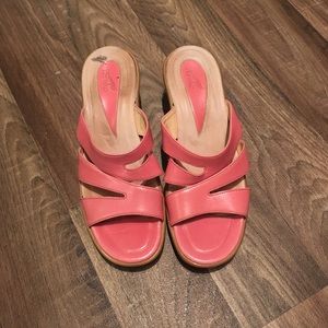 Pink leather sandals made in Portugal.